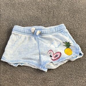 Kids Blue Shorts with Flamingo and Pineapple Design
